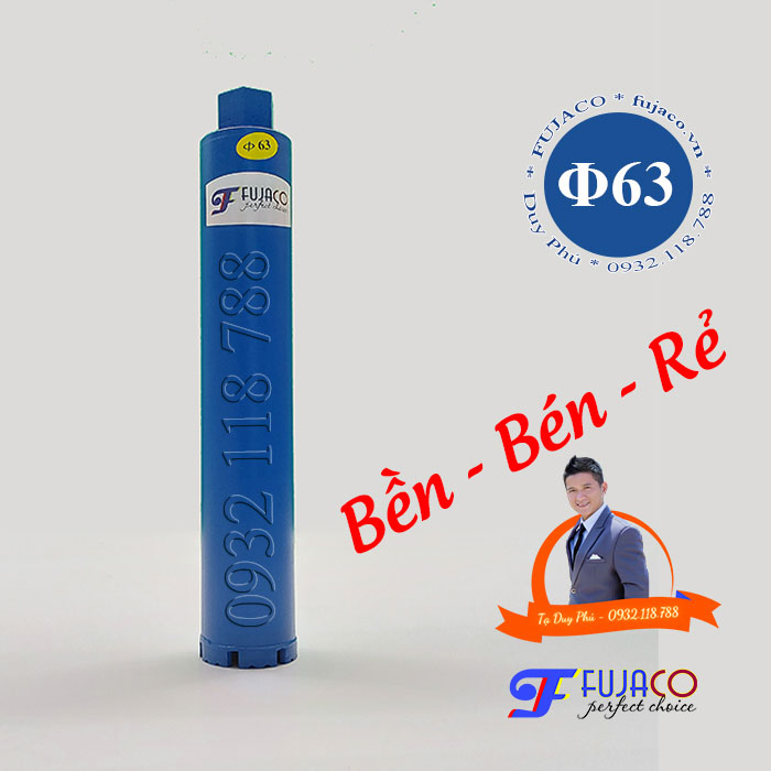 mũi khoan rút lõi bê tông phi 63 mm FUJACO chất lượng giá rẻ TPHCM mũi khoan rút lõi bê tông phi 63 mm FUJACO uy tín chất lượng giá rẻ TPHCM