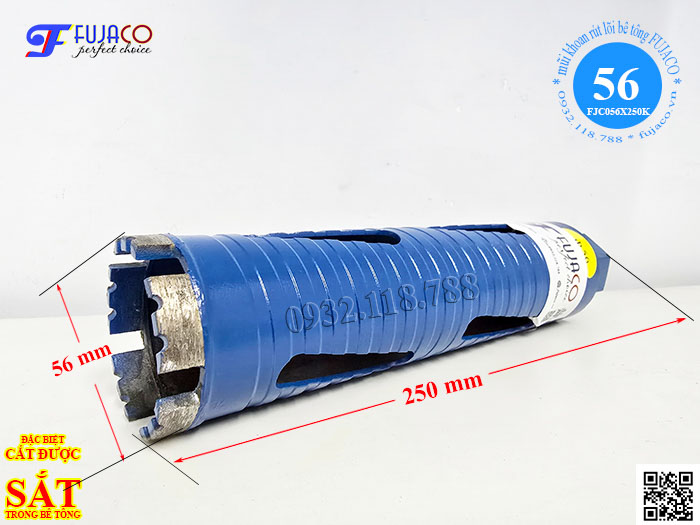 mũi khoan rút lõi bê tông phi 56 khoét lỗ chống kẹt tường 20
