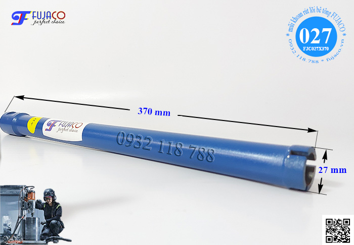 mũi khoan rút lõi bê tông đường kính 27 mm dài 370 mm