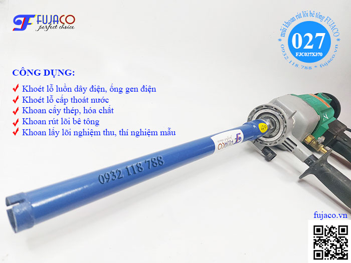 ứng dụng thực tế của mũi khoan rút lõi bê tông phi 27 Fujaco