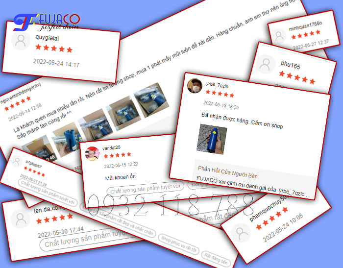 khách hàng rất hài lòng đánh giá 5 sao voi múi khoan rút lõi khô 56 khách hàng rất hài lòng đánh giá 5 sao voi múi khoan rút lõi khô 56