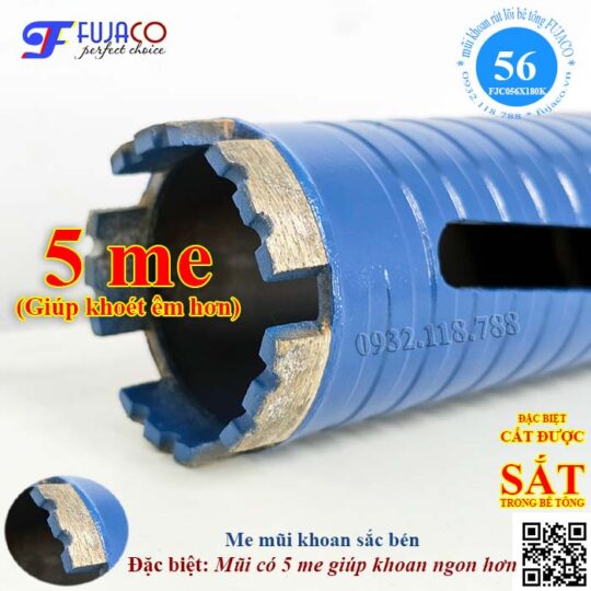me mũi khoan rút lõi khô 56x180 sắc bén khoan êm hơn