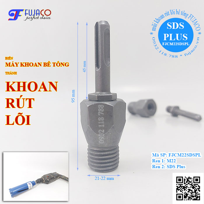 Đầu chuyển mũi khoan rút lõi cho máy khoan bê tông chuôi gài 1 đầu chuyển mũi khoan rút lõi cho máy khoan bê tông