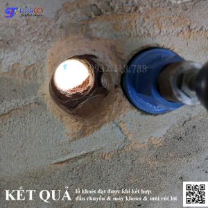 Đầu chuyển mũi khoan rút lõi cho máy khoan bê tông chuôi gài 7 kết quả đạt được khi kết hợp đầu chuyển máy khoan mũi rút lõi