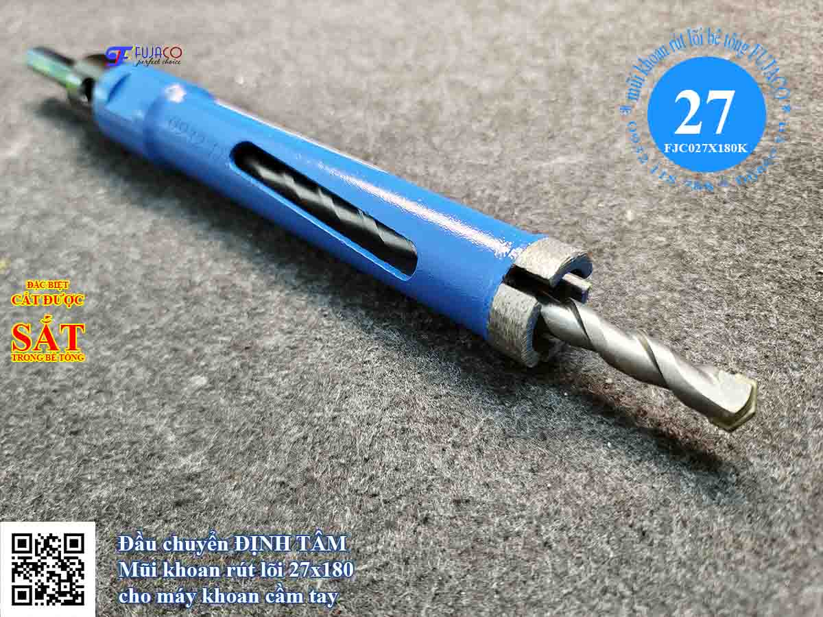 đầu chuyển định tâm mũi khoan rút lõi 27 x 180 cho máy khoan cầm tay
