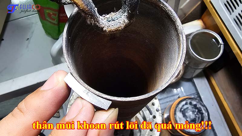 thân mũi khoan rút lõi quá mỏng thân mũi khoan rút lõi quá mỏng
