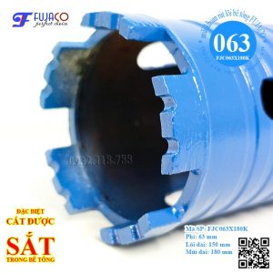 lưỡi mũi rút lõi 63x180 khoét được sắt trong bê tông
