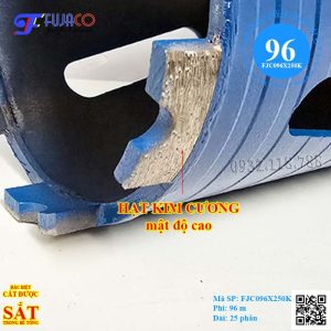 me mũi rút lõi khô 96x250 có mật độ hạt kim cương cao