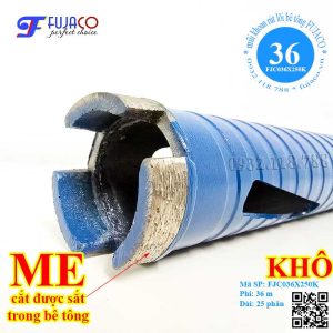 Mũi khoan rút lõi khô phi 36 x 250 FUJACO 10 mui khoan rut loi 36 x 250 khoet xuyen sat trong be tong cung