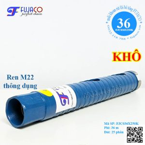 Mũi khoan rút lõi khô phi 36 x 250 FUJACO 11 mui khoan rut loi kho 36 x 250 co ren m22 thong dung
