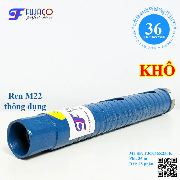 mũi khoan rút lõi khô 36 x 250 có ren m22 thông dụng mũi khoan rút lõi khô 36 x 250 có ren m22 thông dụng
