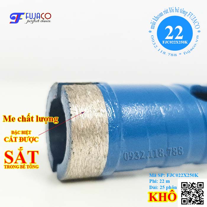 Me mũi khoan rút lõi 22x250 cắt được sát trong bê tông Me mũi khoan rút lõi 22x250 cắt được sát trong bê tông