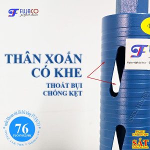 mũi khoét lỗ tròn phi 76x250 thân xoắn có khe thoát bụi chống kẹt