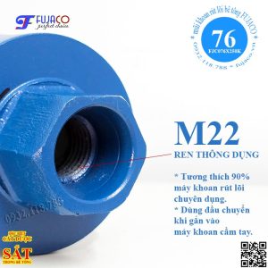 ren mũi khoan rút lõi khô 76 x 250 chuẩn m22 thông dụng